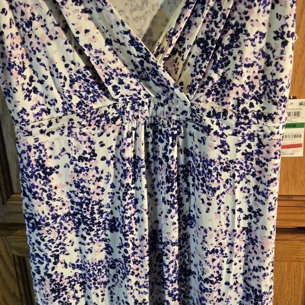 Alfani Maxi Dress Loungewear Sleeveless Pink Purple White Mottled Spots Women L - Picture 6 of 15